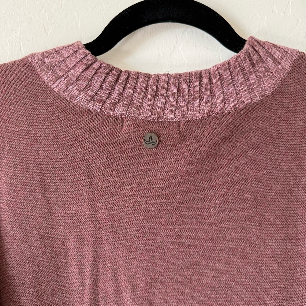 Prana Cedros Cocoa Contrasting Long Sleeve V Neck Knit Lightweight Sweater Small - Picture 4 of 9